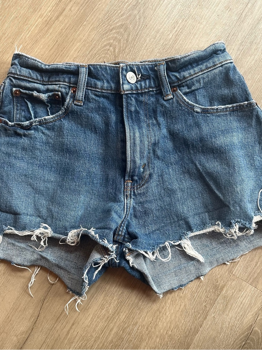 Abercrombie & Fitch Distressed Blue Denim Cutoff Shorts